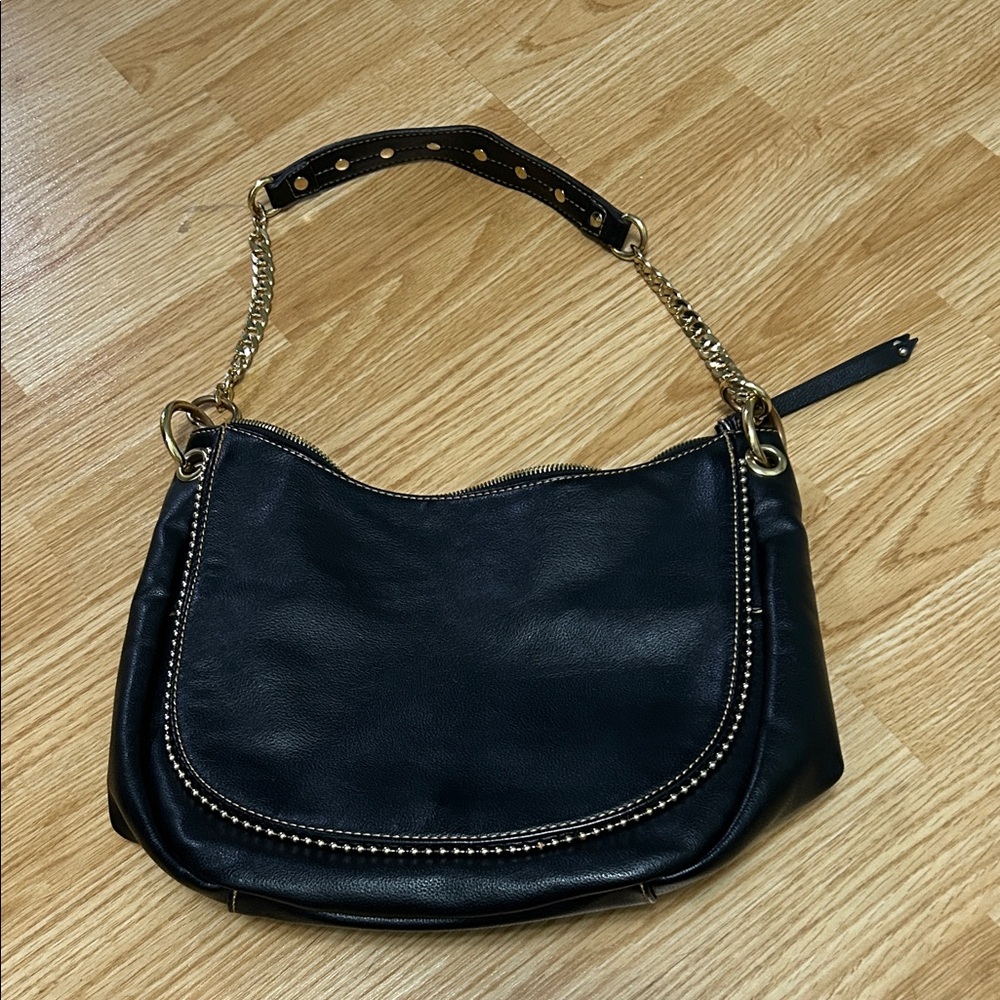 Neiman Marcus Black and Gold Chain Shoulder Bag